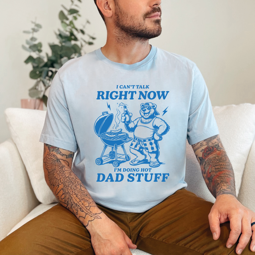Wholesale Bear Hot dad stuff Graphic Tee - Light Blue Tee