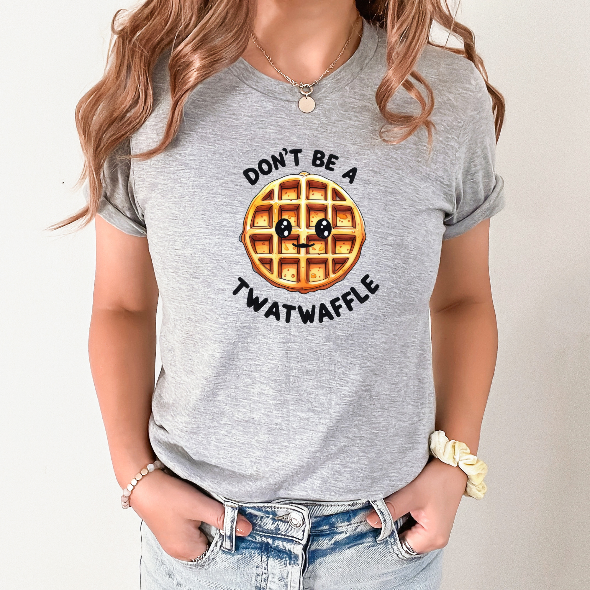 Wholesale Don't be a waffle Graphic Tee - Grey Tee