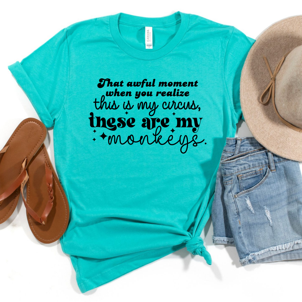 Wholesale These are my monkeys Graphic Tee - Teal Tee