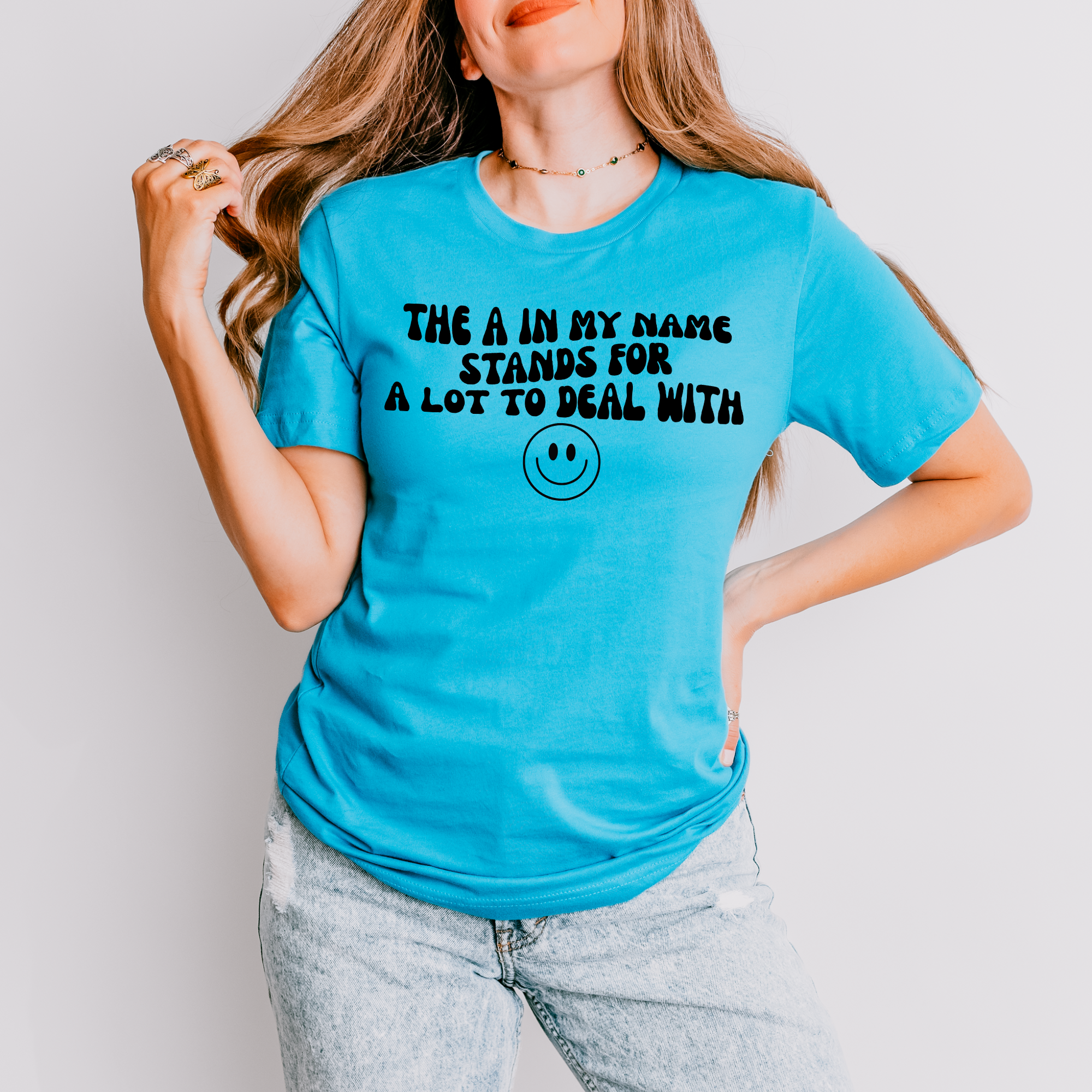 Wholesale A lot to deal with Graphic Tee - Dusty Blue Tee