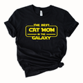 Wholesale Cat Mom Galaxy Graphic Tee - Black Tee