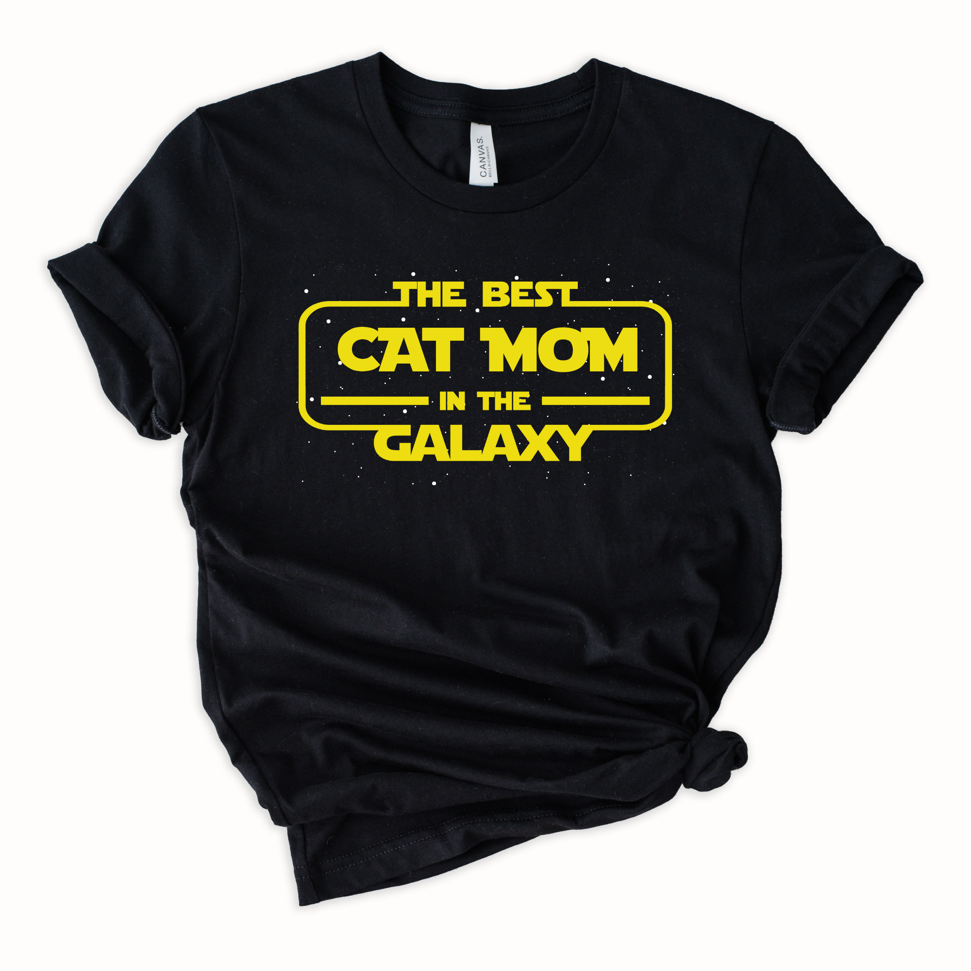 Wholesale Cat Mom Galaxy Graphic Tee - Black Tee
