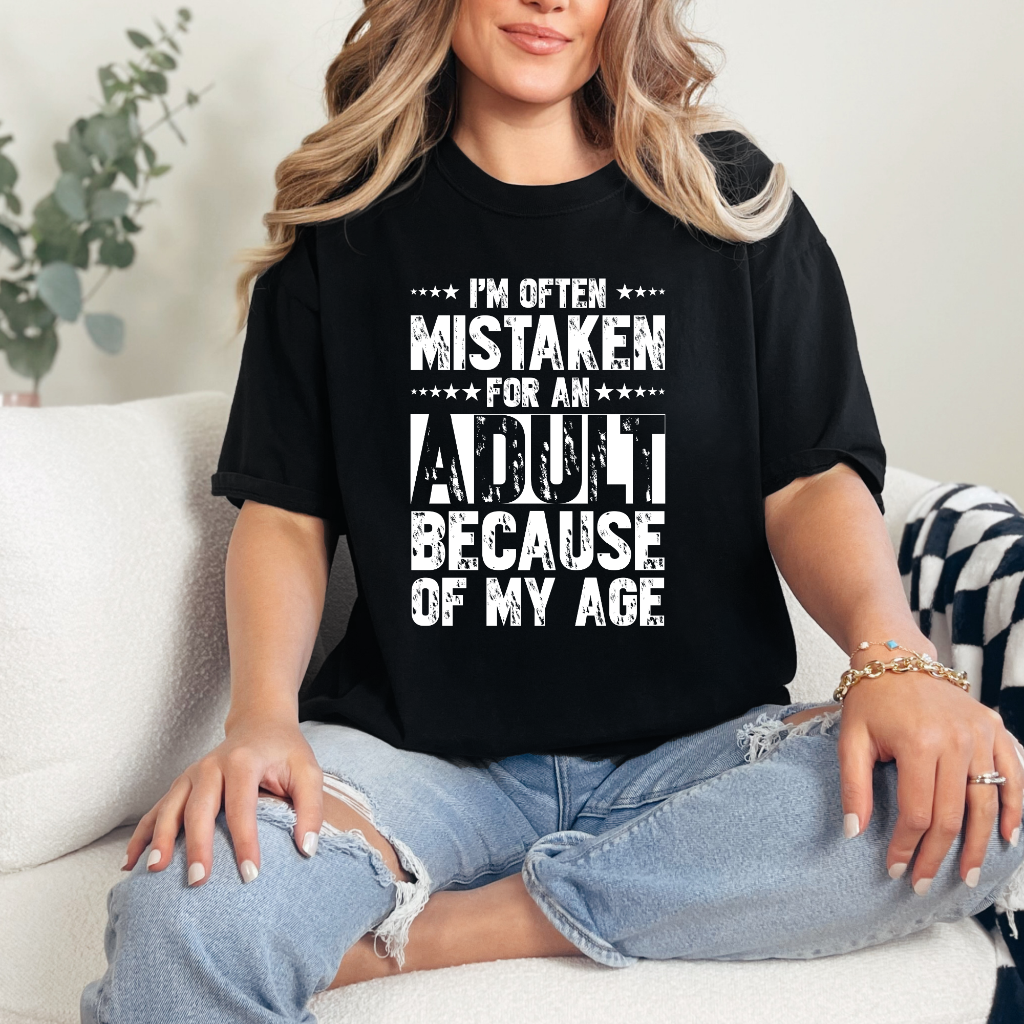 Wholesale Often Mistaken For An Adult Graphic Tee - Black Tee