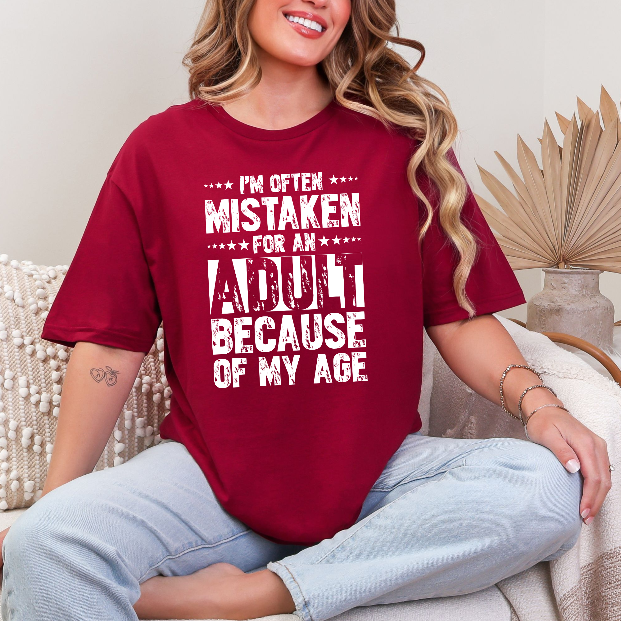 Wholesale Often Mistaken For An Adult Graphic Tee - Cardinal Red Tee