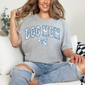 Wholesale Blue Floral Dog Mom Coquette Graphic Tee - Grey Tee