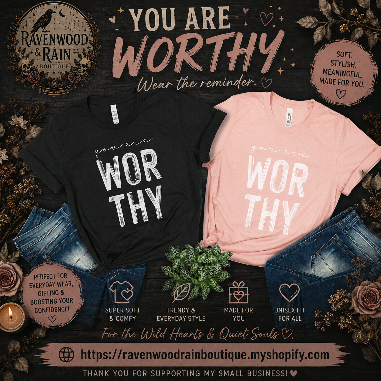 You Are Worthy - White Design - Tee