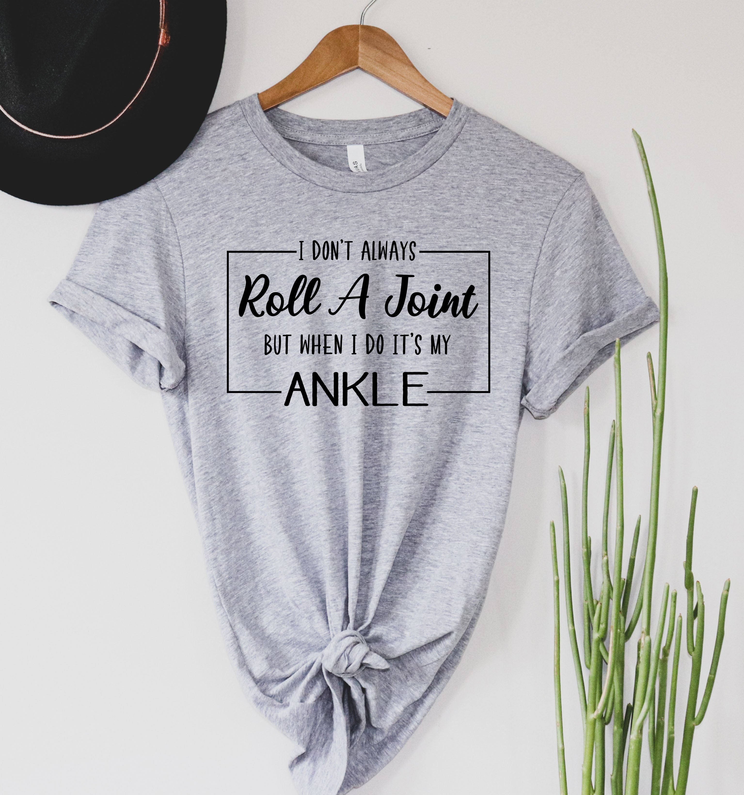 Wholesale Roll my Ankle Graphic Tee - Heathered Grey