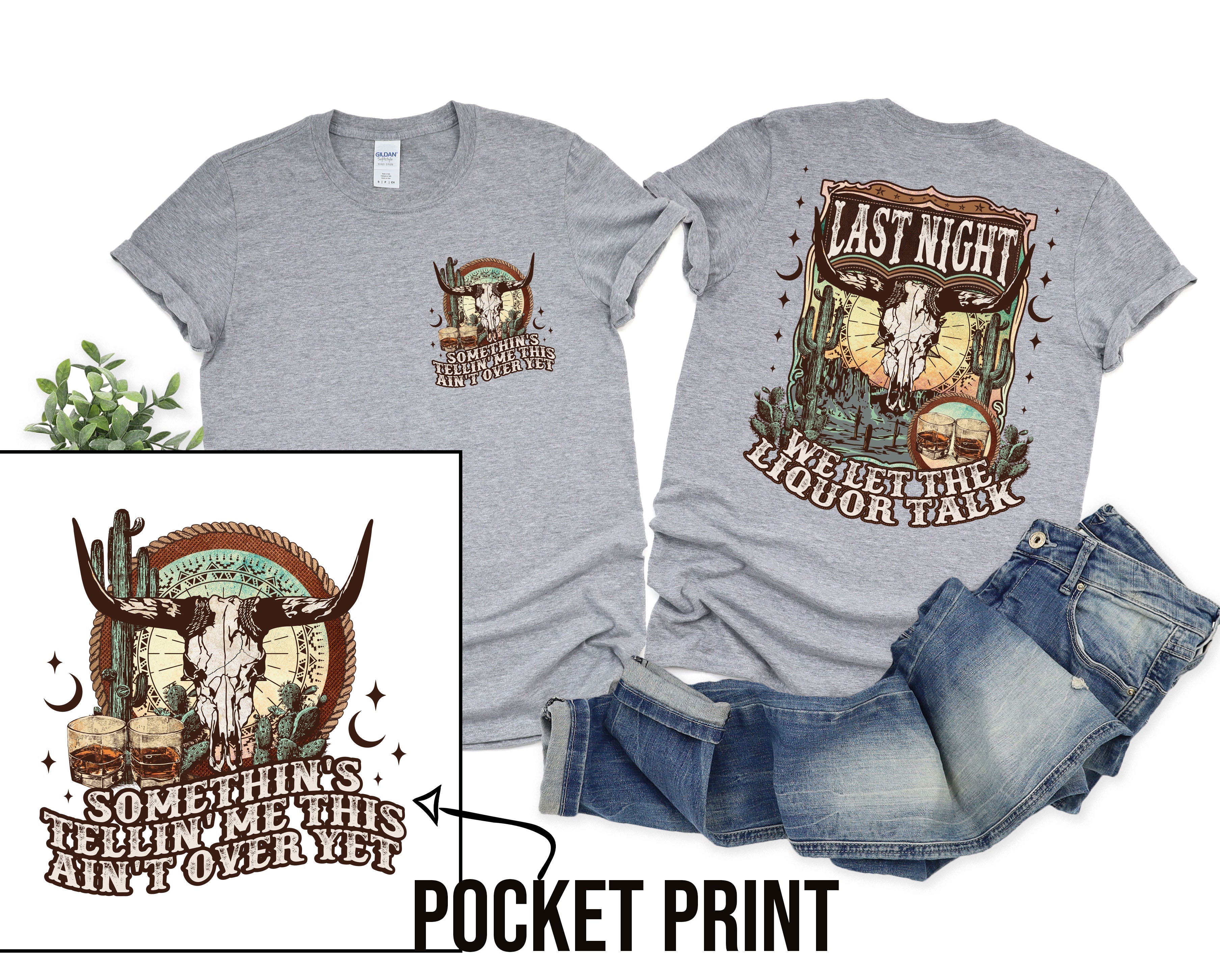 Wholesale Western This Ain't Over Yet Graphic Tee - Grey